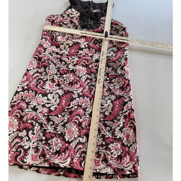 Ann Taylor LOFT Dress Womens 4 Pink White Floral Halter Beaded Mini Cotton - Picture 6 of 6